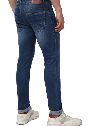 Peter England Men's Mid Wash Stretchable Mid Rise Jeans Medium Blue 