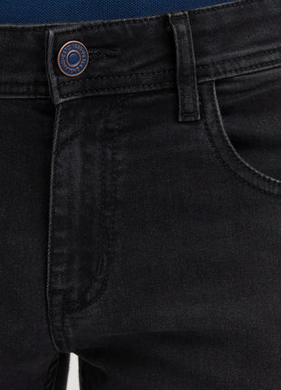 Peter England Men's Premium Skinny Fit Stretchable Mid Rise Jeans Black, 30 