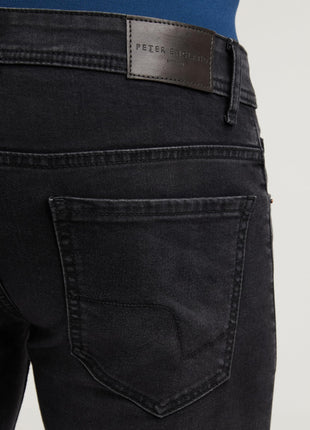 Peter England Men's Premium Skinny Fit Stretchable Mid Rise Jeans Black, 30 