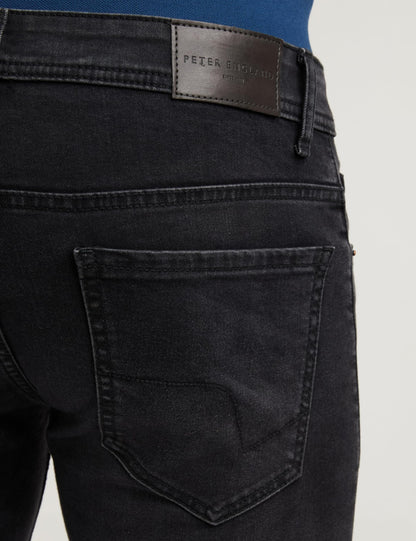 Peter England Men's Premium Skinny Fit Stretchable Mid Rise Jeans Black, 30 