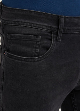 Peter England Men's Premium Skinny Fit Stretchable Mid Rise Jeans Black, 30 