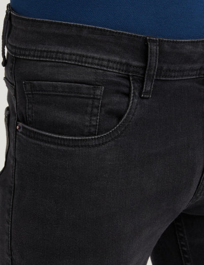 Peter England Men's Premium Skinny Fit Stretchable Mid Rise Jeans Black, 30 