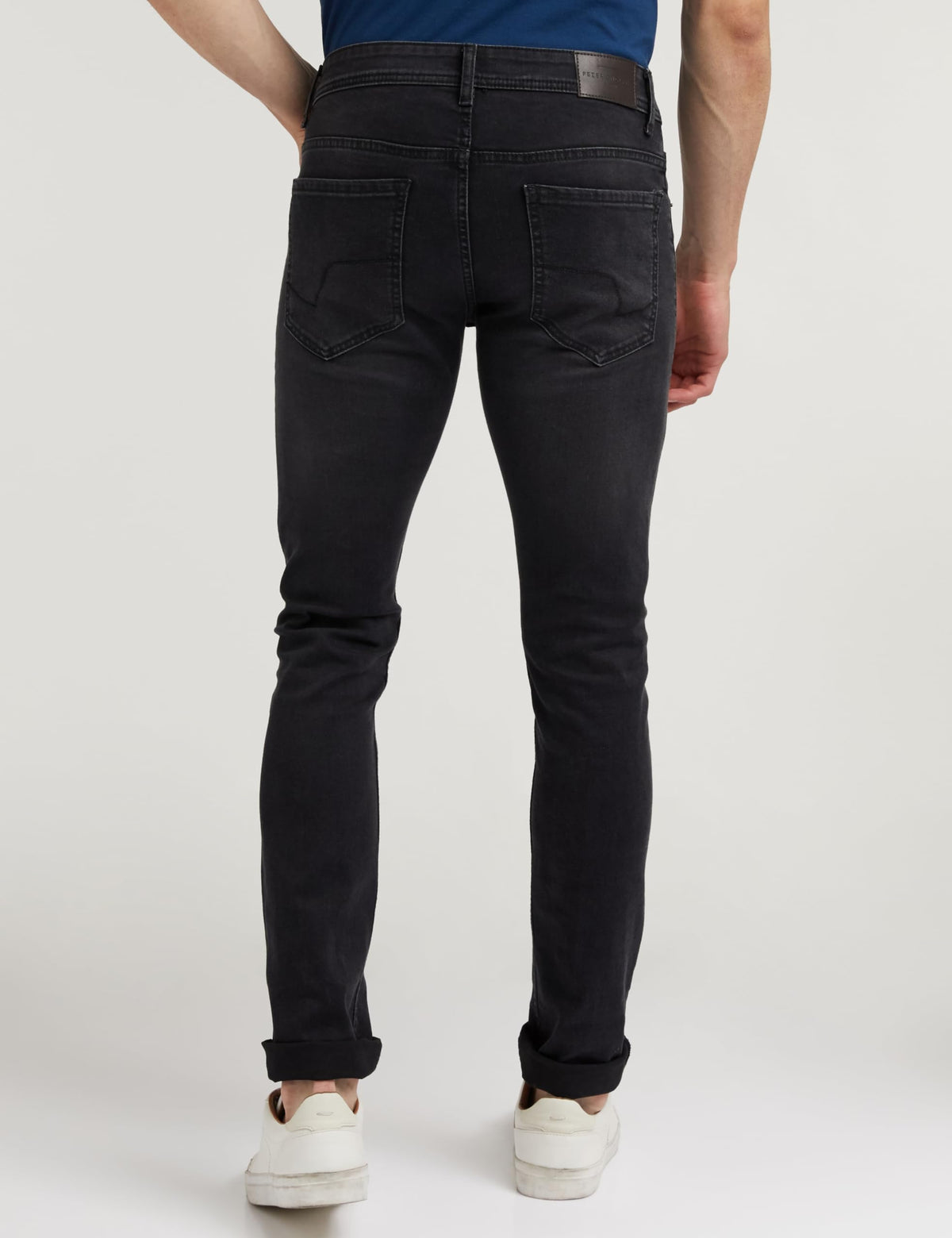 Peter England Men's Premium Skinny Fit Stretchable Mid Rise Jeans Black, 30 