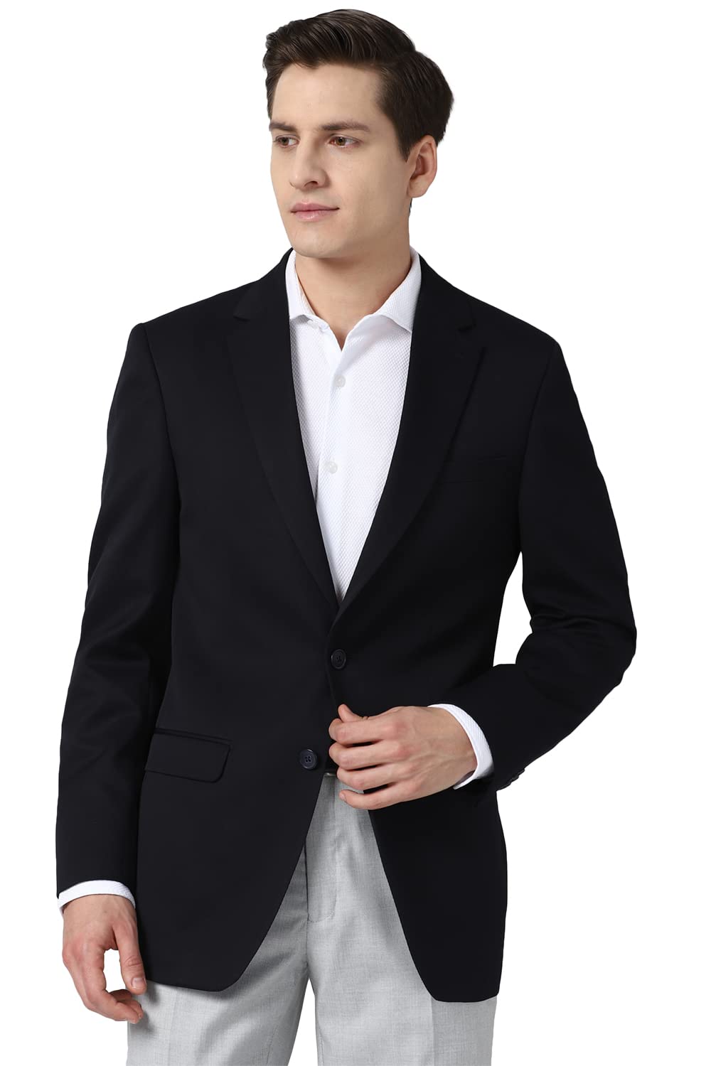 Peter England Men's Regular Blazer (PEBZOTLB076144_Medium Blue_40) 