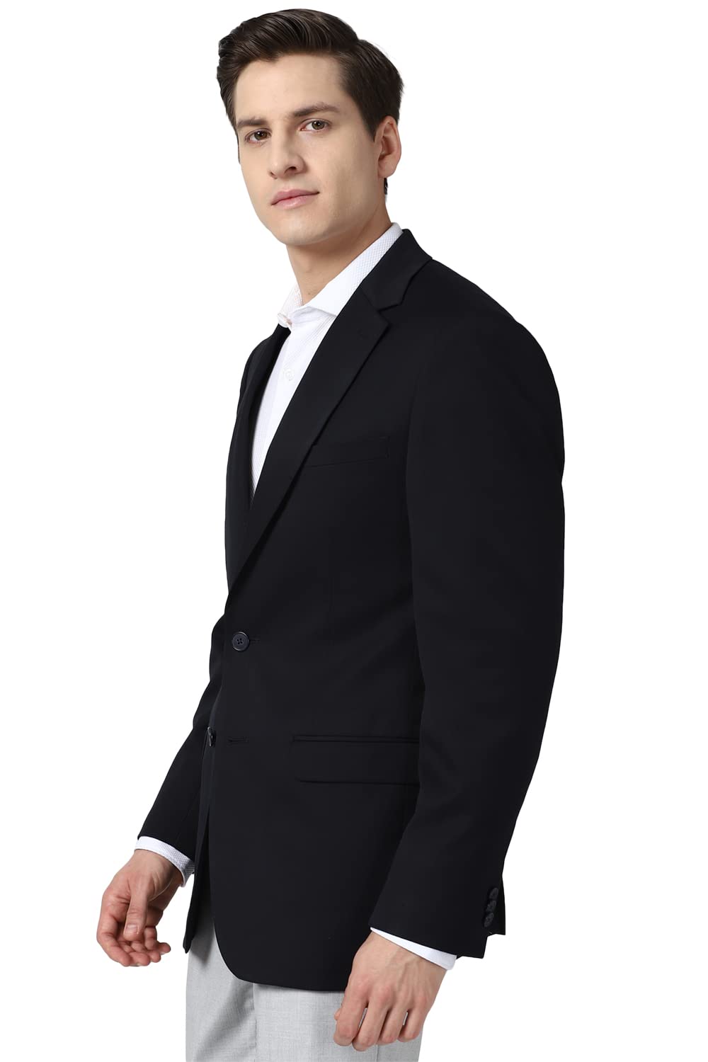Peter England Men's Regular Blazer (PEBZOTLB076144_Medium Blue_40) 