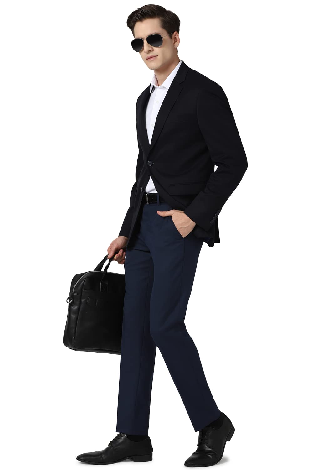 Peter England Men's Slim Blazer (PEBZONSBK10888_Medium Blue_40) 