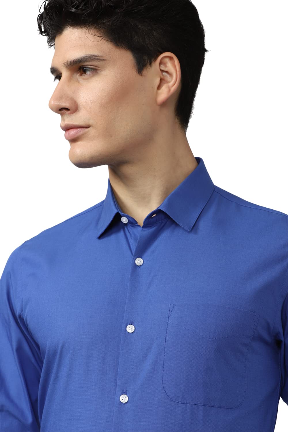 Peter England Men's Slim Fit Shirt (PESFMSLBT24893_Medium Blue 40) 