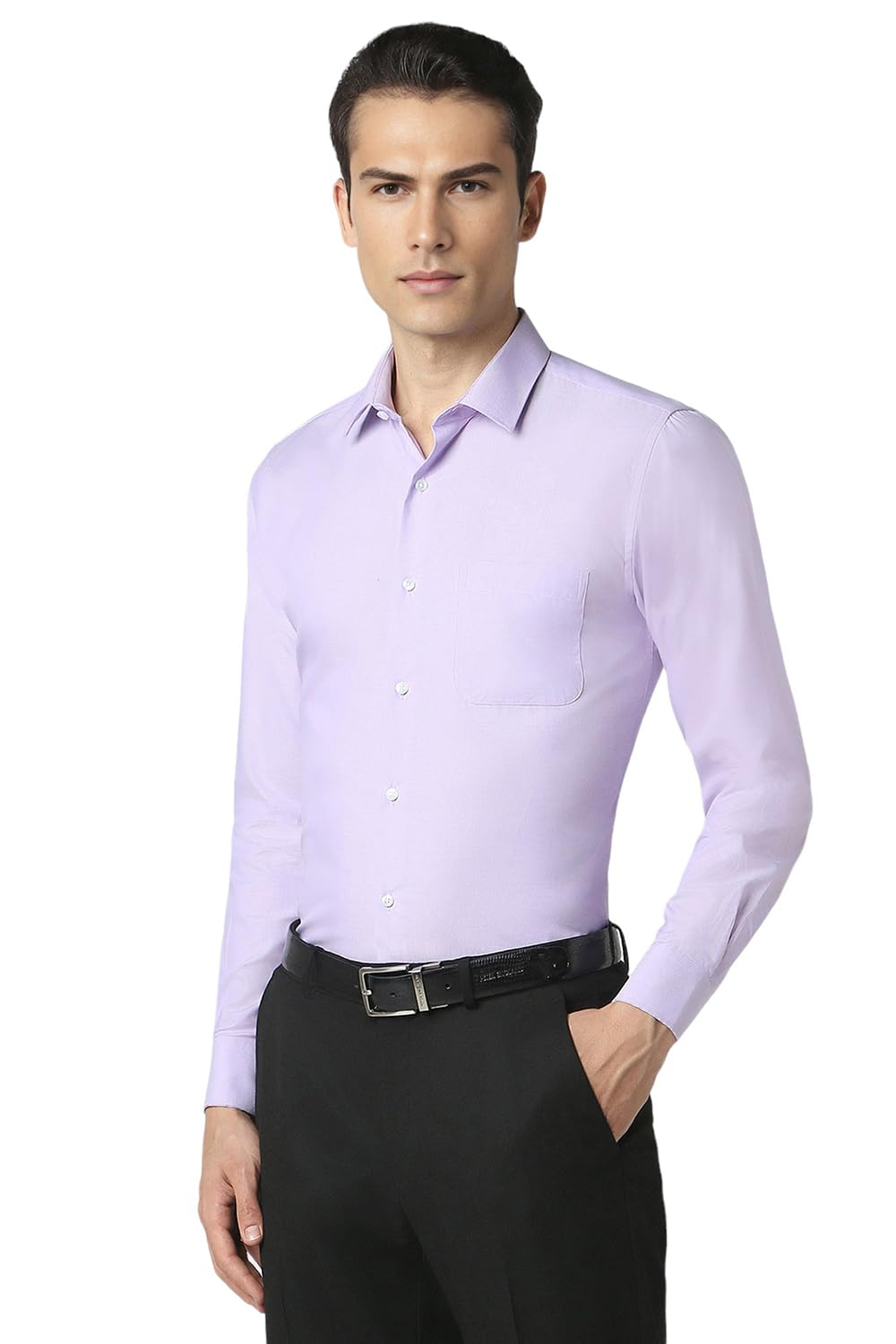 Peter England Men's Slim Fit Shirt (PESFWSLPJ26578_Size(40) Lilac 