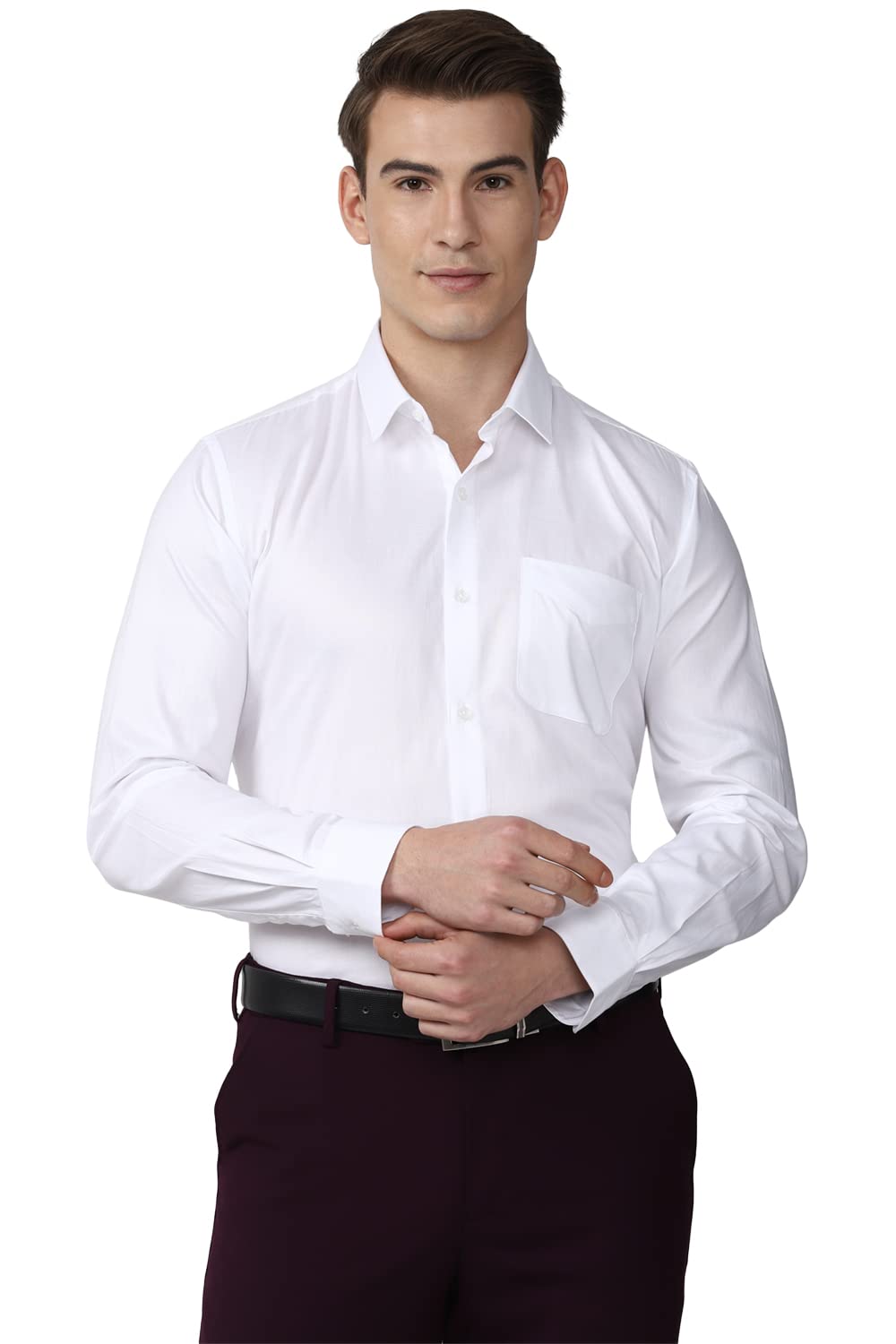 Peter England Men's Solid Regular Fit Shirt (PESFMNUBP68974_White 39)