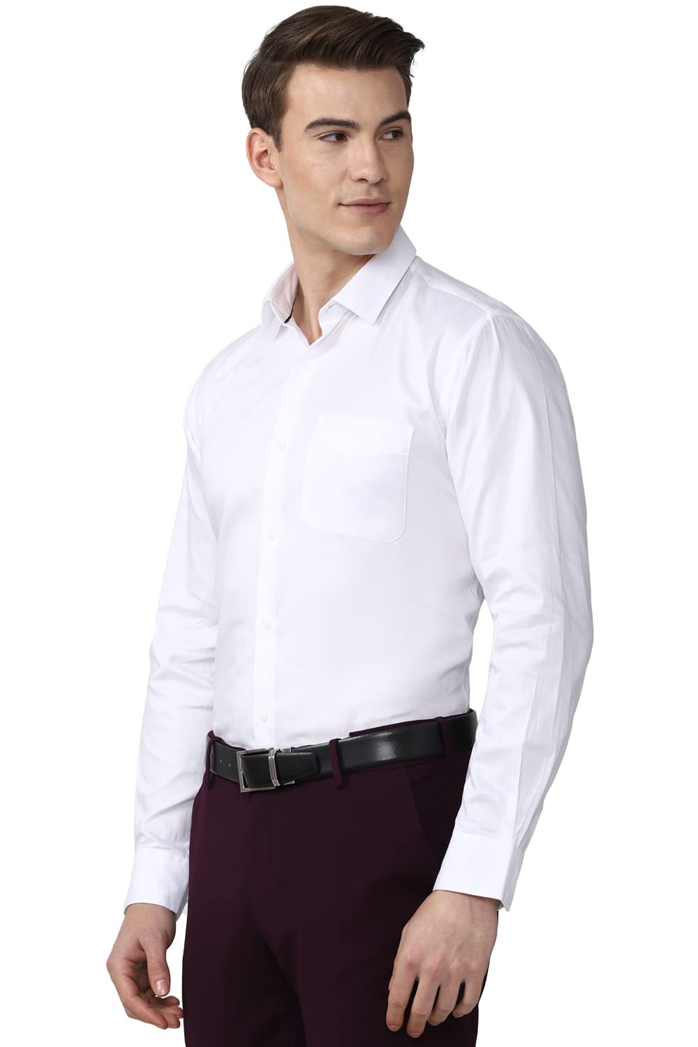 Peter England Men's Solid Regular Fit Shirt (PESFMNUBP68974_White 39) 