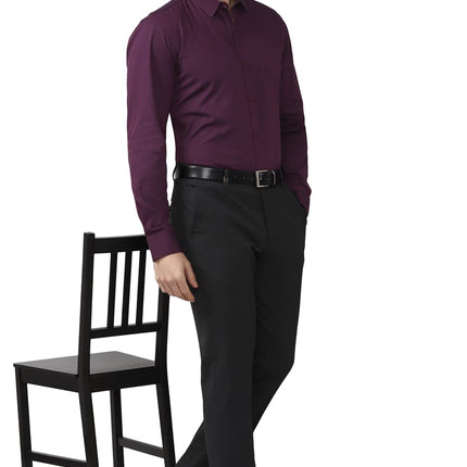 Peter England Men's Solid Regular Fit Shirt (PESFMNUBT16980_Purple 40) 