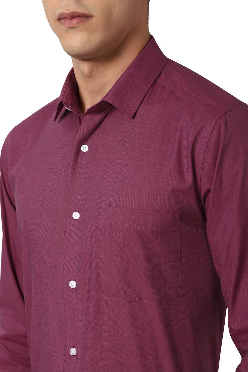 Peter England Men's Solid Regular Shirt (PESFONUB623009_Maroon 42) 