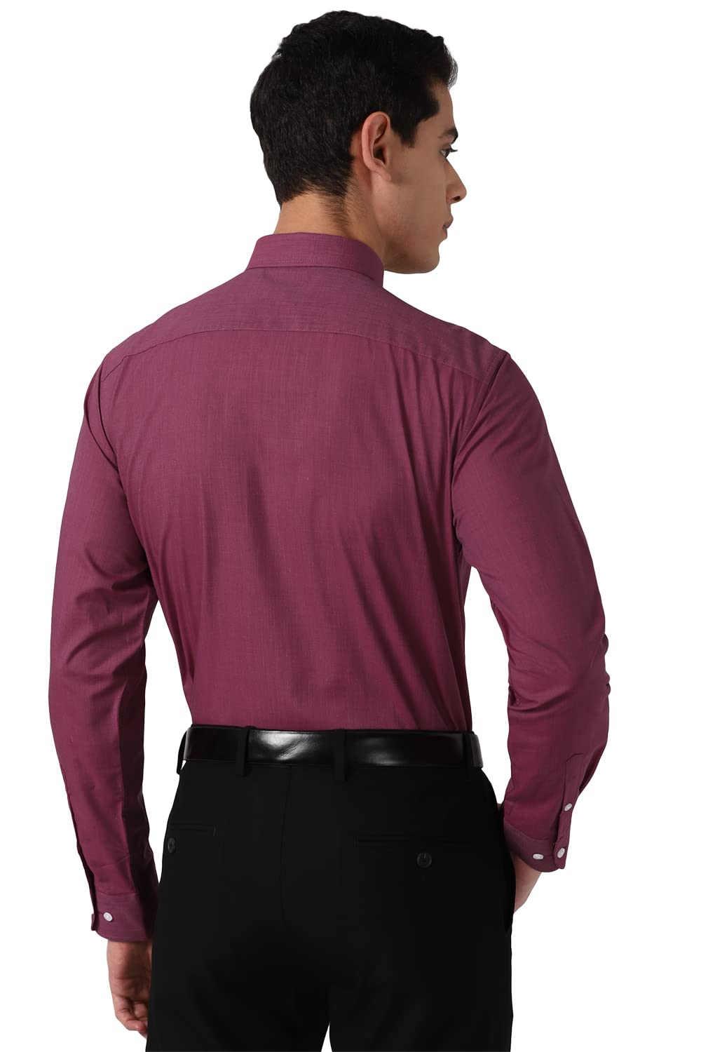Peter England Men's Solid Regular Shirt (PESFONUB623009_Maroon 42) 