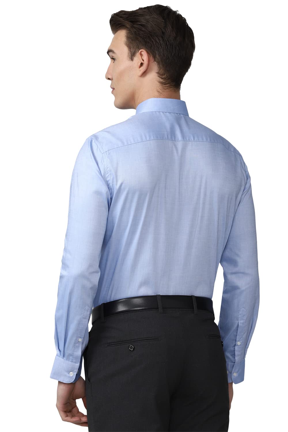 Peter England Men's Solid Slim Fit Shirt (PESFMNUBG81861_Light Blue 46) 