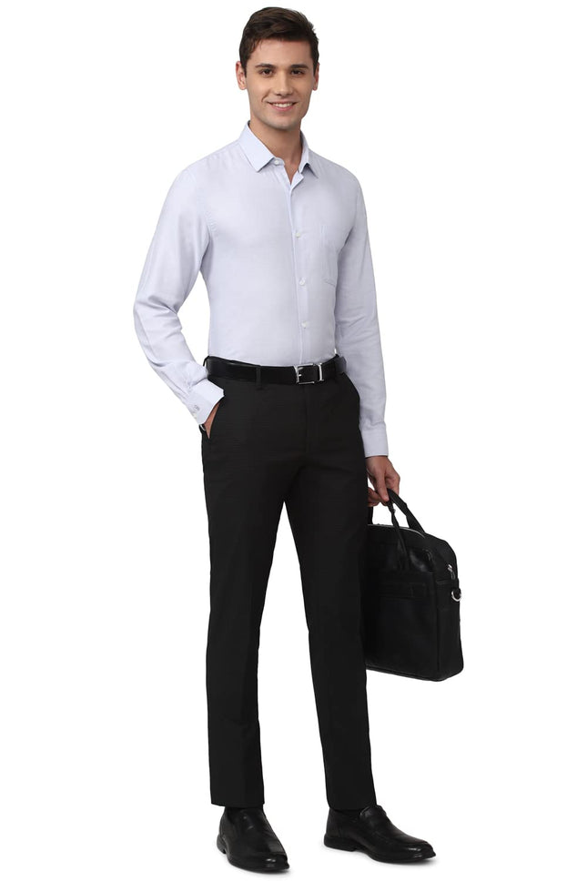 Peter England Men's Solid Slim Fit Shirt (PESFOSLPE40563_Size(44) Blue 