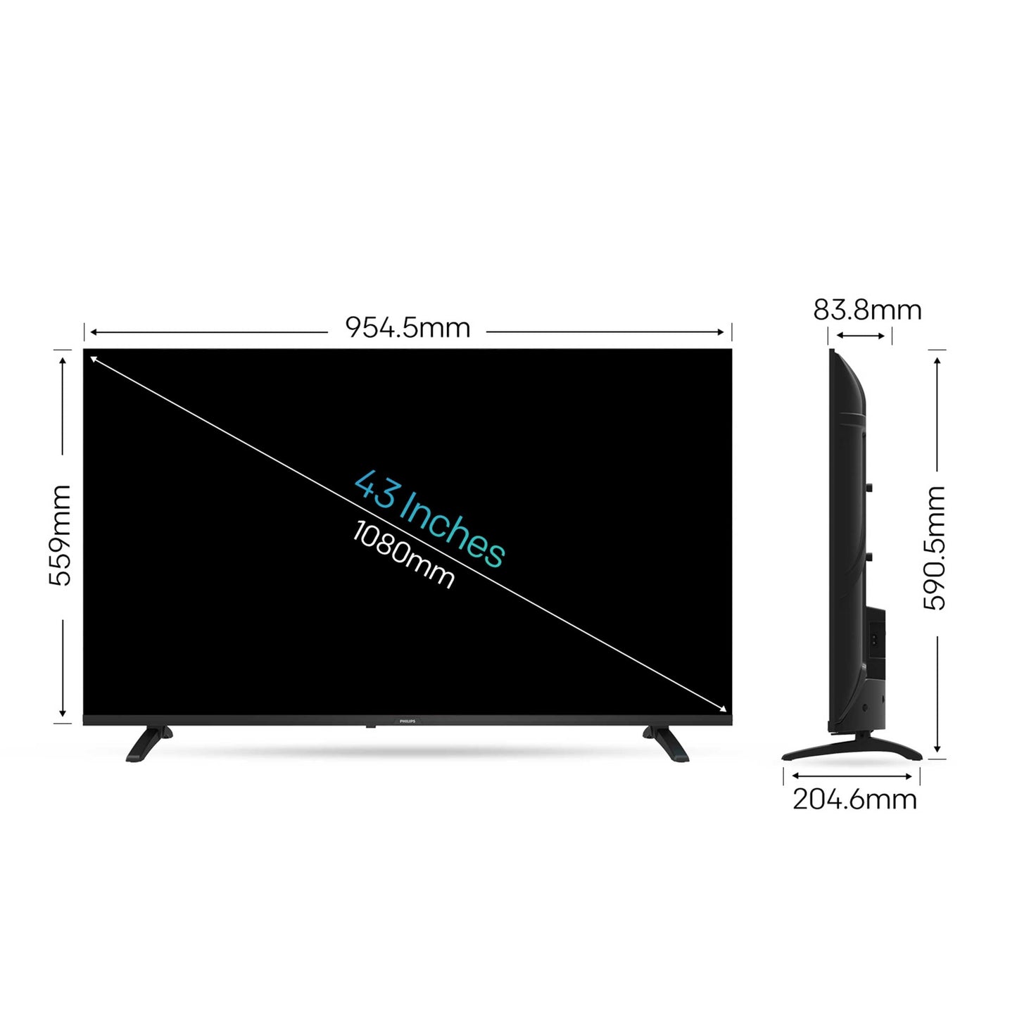 Philips 109 cm (43 inches) 6100 Series Frameless Full HD Smart LED Google TV 43PFT6130/94 