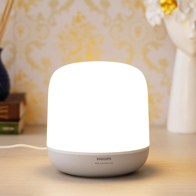 Philips 10W Wi-Fi Smart LED Table Lamp with Music Sync, Voice Control & Dimmable Feature | Color Changing Bedside Lamp for Home & Decoration | Alexa & Google Assistant Compatible | Multicolor (Hero) 