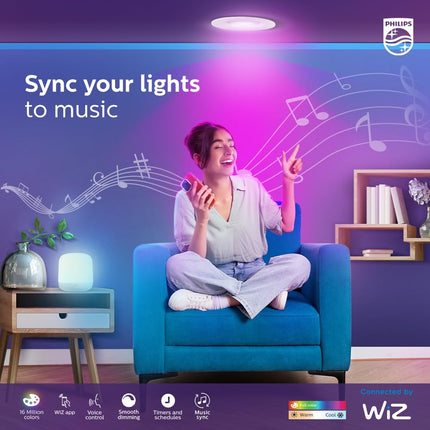 Philips 10W Wi-Fi Smart LED Table Lamp with Music Sync, Voice Control & Dimmable Feature | Color Changing Bedside Lamp for Home & Decoration | Alexa & Google Assistant Compatible | Multicolor (Hero) 