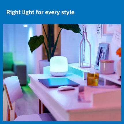 Philips 10W Wi-Fi Smart LED Table Lamp with Music Sync, Voice Control & Dimmable Feature | Color Changing Bedside Lamp for Home & Decoration | Alexa & Google Assistant Compatible | Multicolor (Hero) 