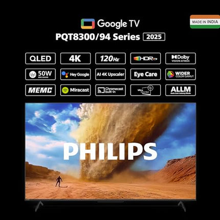 Philips 165 cm (65 inches) 8300 Series 4K Ultra HD Smart QLED Google TV 65PQT8300/94 