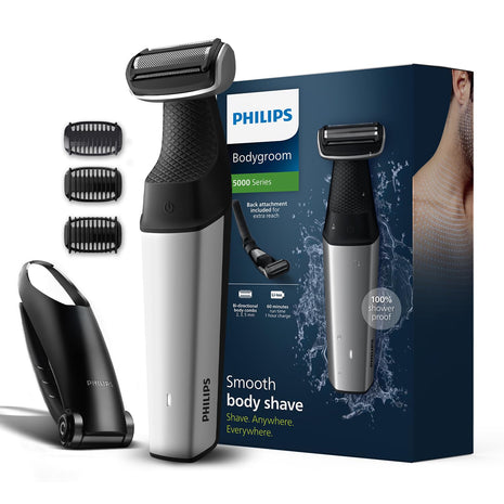 Philips Body Trimmer for Men| Removes back hair|Clinically Tested for Sensitive SkinI Patented Pearl Tip & Showerproof, 3 Year Warranty, 60 min runtime & 5 min Quick Charge - BG5021/15 