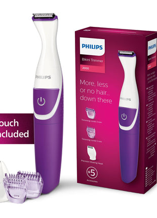 Philips Body Trimmer for Women, Skin Safe with Rounded Tips, 2in1 Trim or Shave, Hair Removal for Intimate Areas, Arms, Legs & Body, No Skin Irritation, Travel Friendly I 2 Year Warranty - BRT383/15 