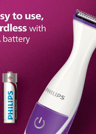 Philips Body Trimmer for Women, Skin Safe with Rounded Tips, 2in1 Trim or Shave, Hair Removal for Intimate Areas, Arms, Legs & Body, No Skin Irritation, Travel Friendly I 2 Year Warranty - BRT383/15 