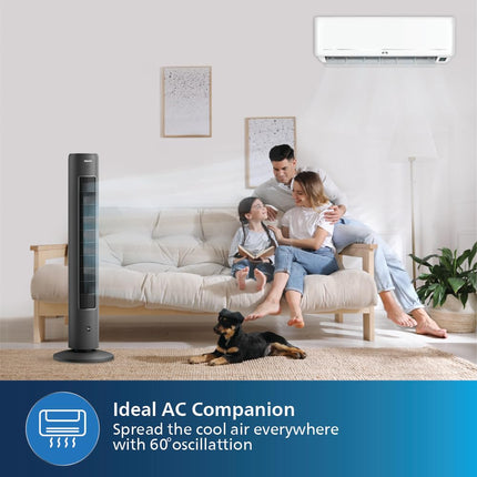 Philips CX 5535/11 High Performance Bladeless Technology Tower Fan with Touchscreen Panel and Remote Control, Quiet Operation, Low Power Consumption and Lightweight Portable Body. 