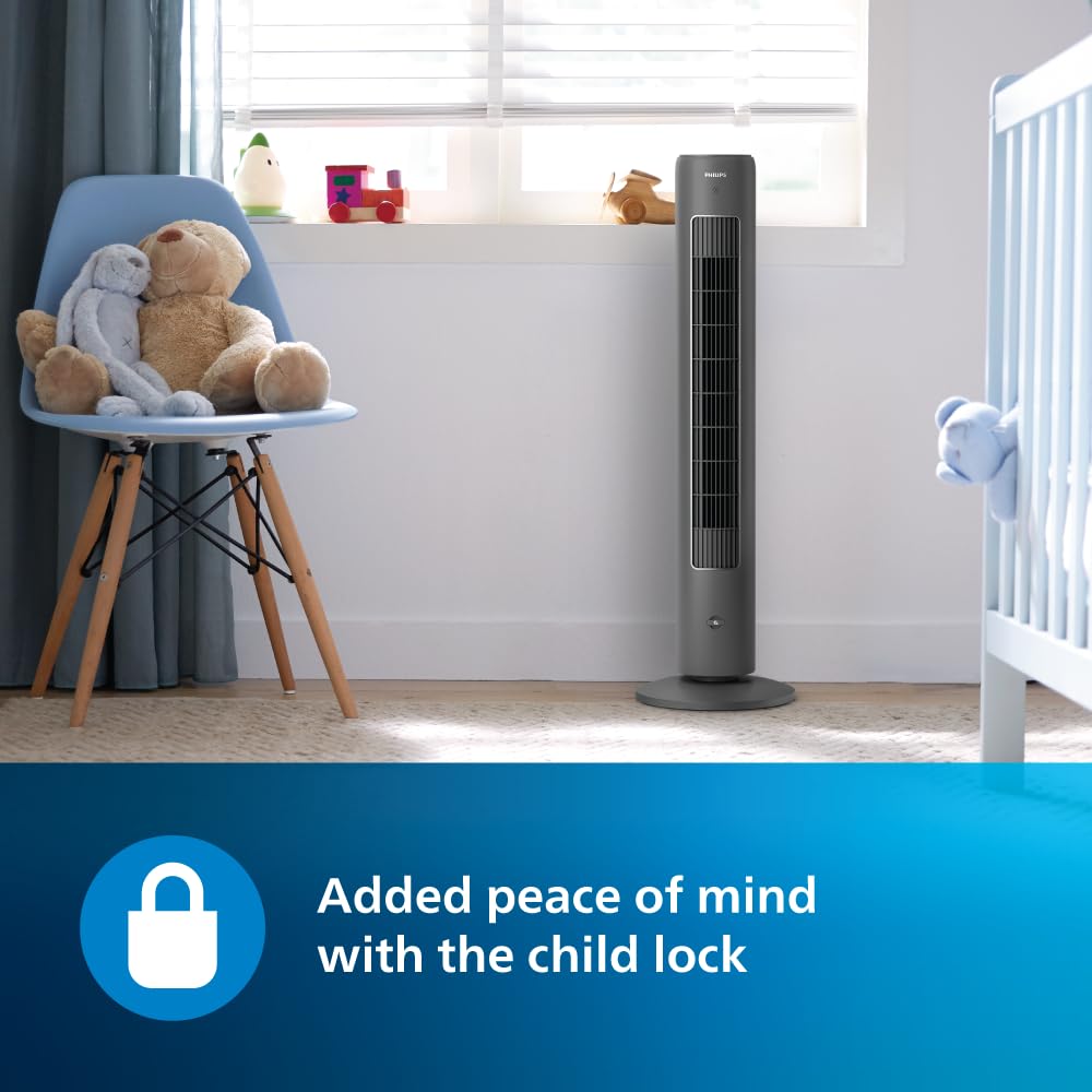 Philips CX 5535/11 High Performance Bladeless Technology Tower Fan with Touchscreen Panel and Remote Control, Quiet Operation, Low Power Consumption and Lightweight Portable Body. 