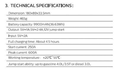 Philips Car Jump Starter JS3210 | Compact Design | Compatible with 4.0L Petrol Engine, 3.0L Diesel Engine and Two Wheeler | 9900mAH 