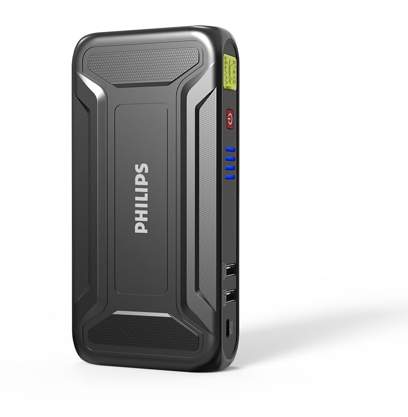 Philips Car Jump Starter JS3210 | Compact Design | Compatible with 4.0L Petrol Engine, 3.0L Diesel Engine and Two Wheeler | 9900mAH 