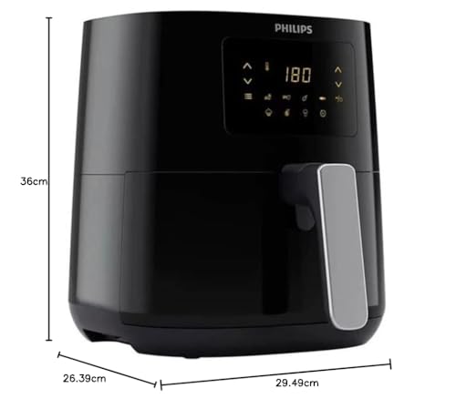 Philips Essential Air Fryer HD9252/70 with Rapid Air Technology, uses up to 90% less fat, 7 Presets Touch Screen 