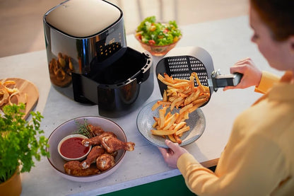 Philips Essential Air Fryer HD9252/70 with Rapid Air Technology, uses up to 90% less fat, 7 Presets Touch Screen 