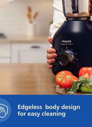 Philips HL7713/01,1000 W PowerPro Motor Mixer Grinder, 3 Jars (Azure Blue), Edged blade made of superior SS304 material, Quick cool ventilation for longer motor life 