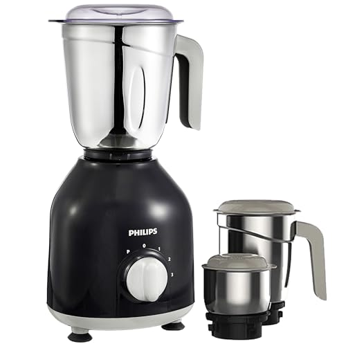 Philips HL7756/01 750 Watt Mixer Grinder, 3 Stainless Steel Multipurpose Jars with 3 Speed Control and Pulse function (Black) 