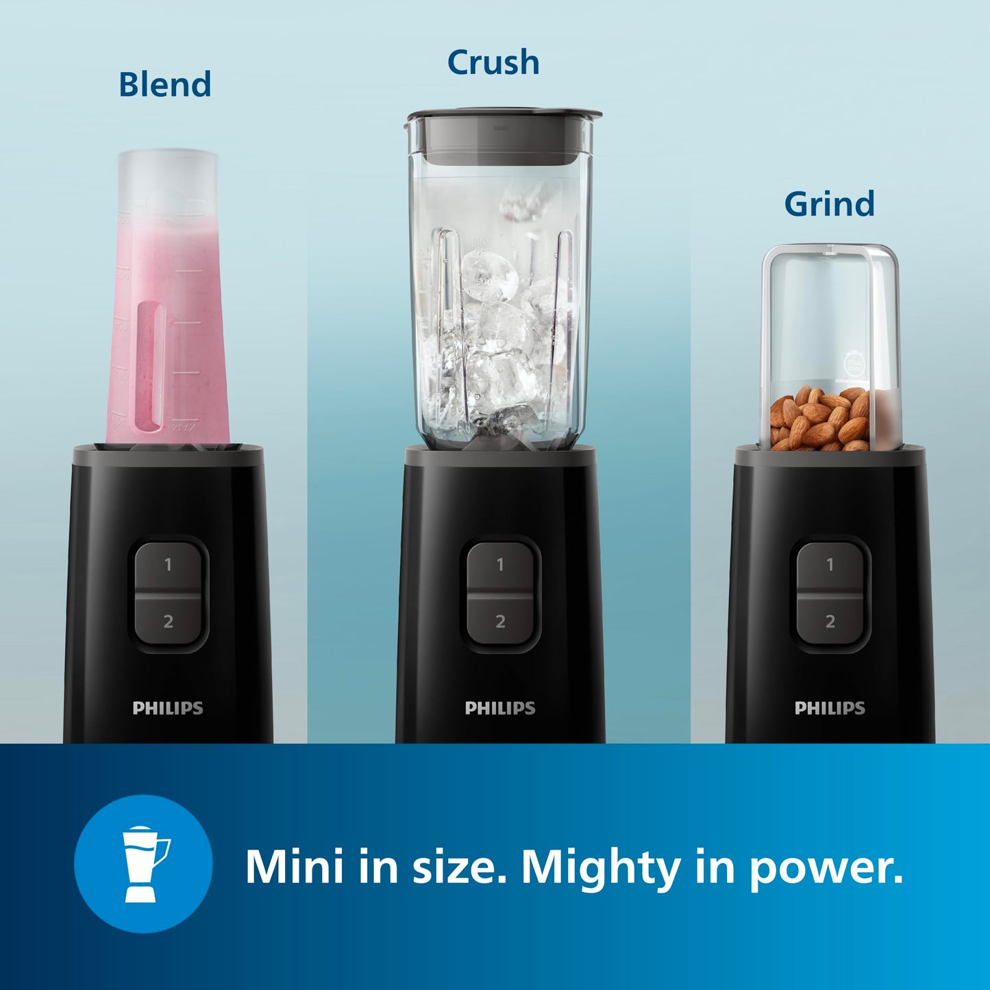 Philips HR2603/90 Electric Nutri-Blend, Mixer, Grinder & Blender | Smoothie Maker | 350W Power | 3-Jar Capacity | With Variable Speed Control | Perfect for Smoothies, Mixing & More 