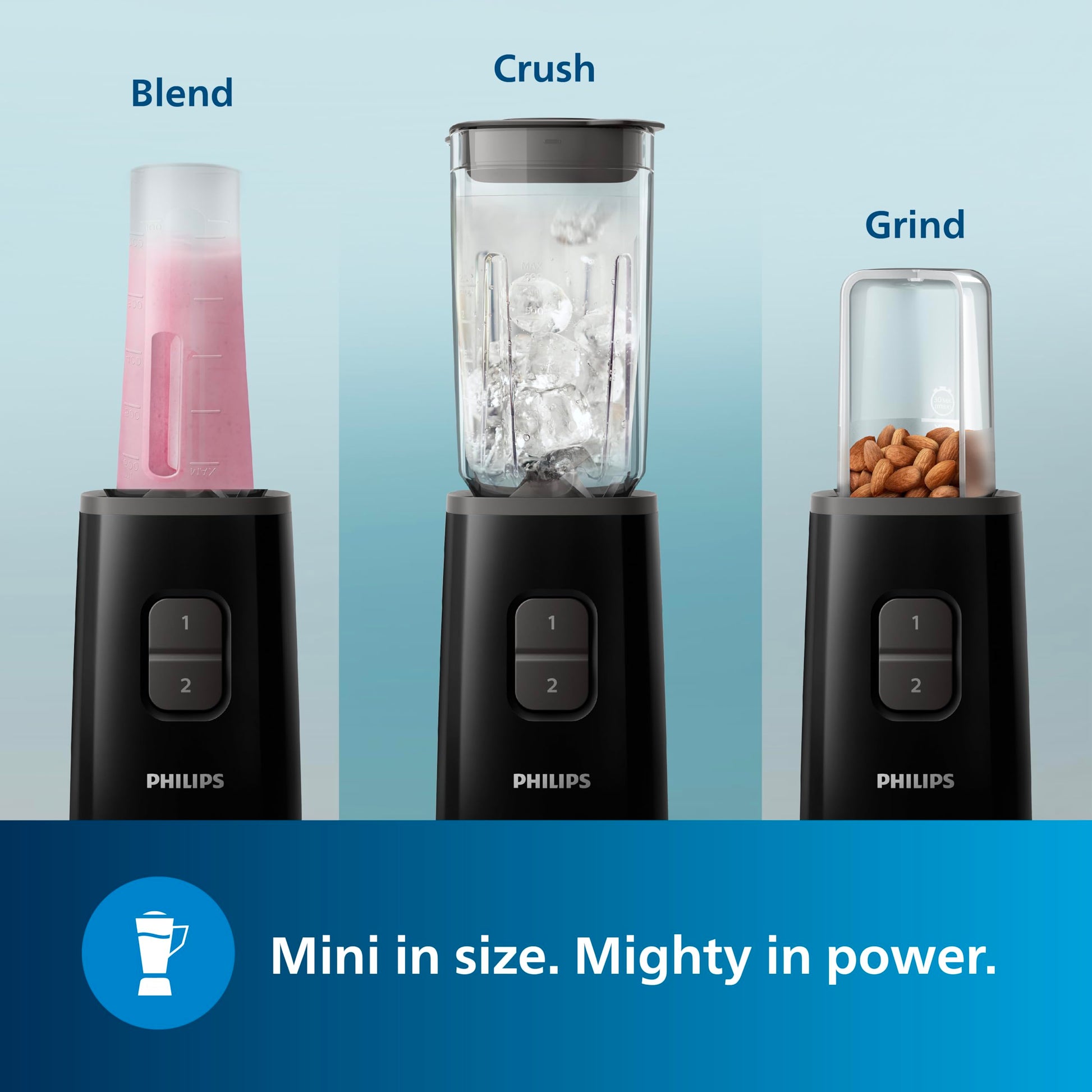 Philips HR2603/90 Electric Nutri-Blend, Mixer, Grinder & Blender | Smoothie Maker | 350W Power | 3-Jar Capacity | With Variable Speed Control | Perfect for Smoothies, Mixing & More 