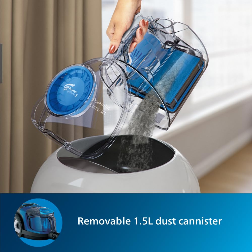 Philips PowerPro FC9352/01-Compact Bagless Vacuum Cleaner for Home |1900Watts for Powerful Suction |Compact and Lightweight| PowerCyclone 5 Technology and MultiClean Nozzle |2 years warranty 