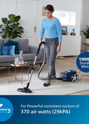 Philips PowerPro FC9352/01-Compact Bagless Vacuum Cleaner for Home |1900Watts for Powerful Suction |Compact and Lightweight| PowerCyclone 5 Technology and MultiClean Nozzle |2 years warranty 