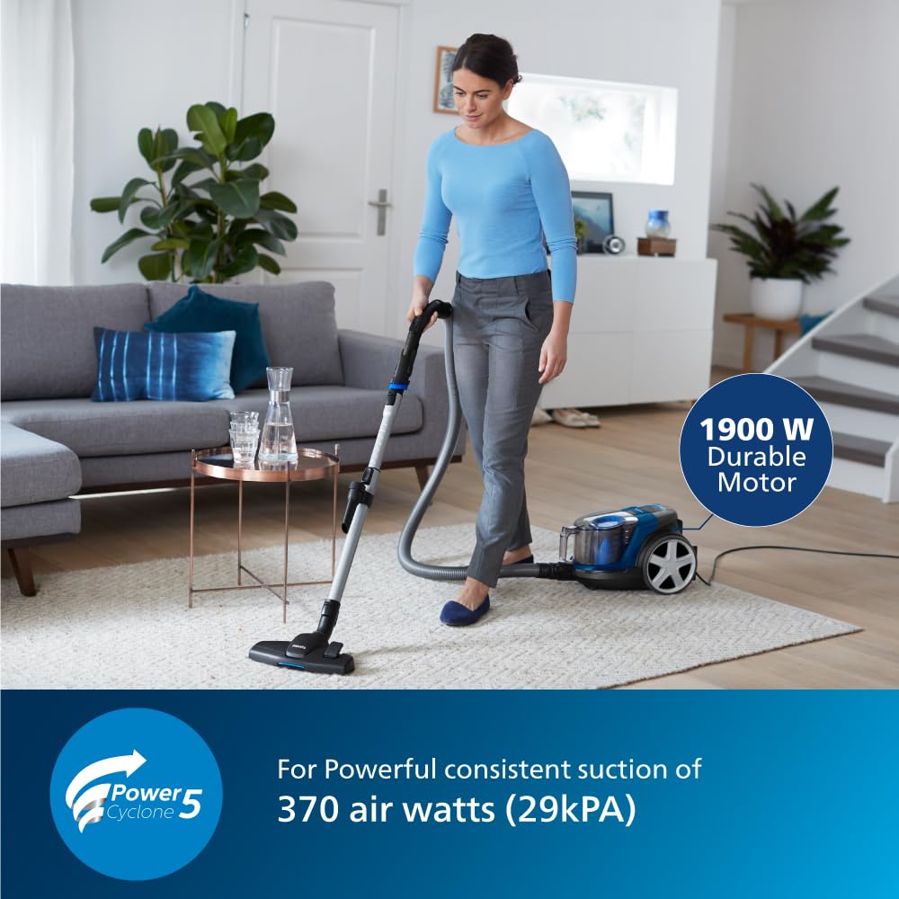Philips PowerPro FC9352/01-Compact Bagless Vacuum Cleaner for Home |1900Watts for Powerful Suction |Compact and Lightweight| PowerCyclone 5 Technology and MultiClean Nozzle |2 years warranty 