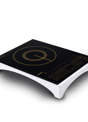 Philips Viva Collection Hd4938/01 2100-Watt Glass Induction Cooktop With Sensor Touch & Full Crystal Glass (Black) 