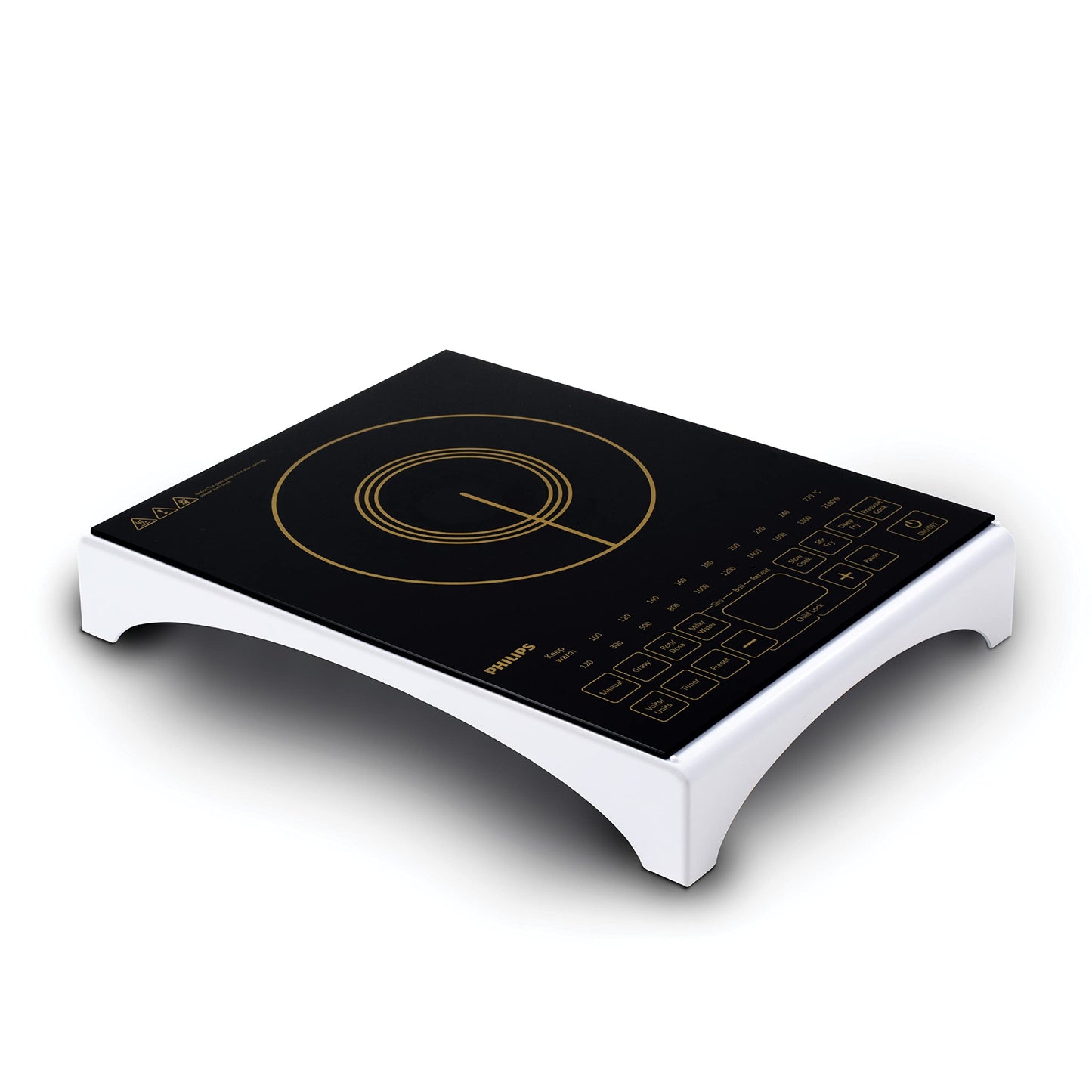 Philips Viva Collection Hd4938/01 2100-Watt Glass Induction Cooktop With Sensor Touch & Full Crystal Glass (Black) 