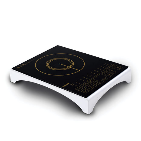 Philips Viva Collection Hd4938/01 2100-Watt Glass Induction Cooktop With Sensor Touch & Full Crystal Glass (Black) 