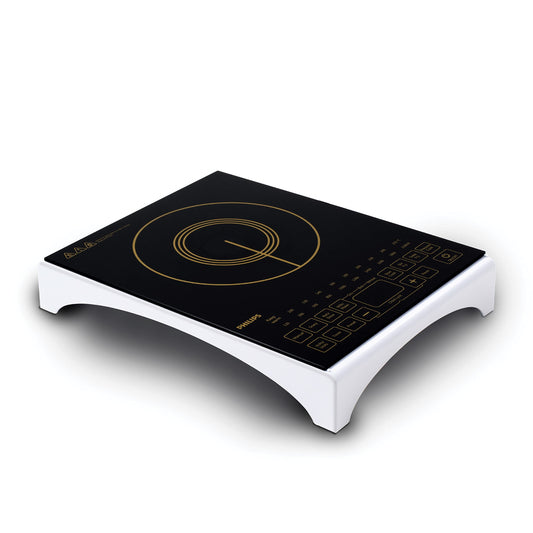 Philips Viva Collection Hd4938/01 2100-Watt Glass Induction Cooktop With Sensor Touch & Full Crystal Glass (Black) 
