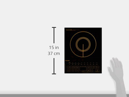Philips Viva Collection Hd4938/01 2100-Watt Glass Induction Cooktop With Sensor Touch & Full Crystal Glass (Black) 