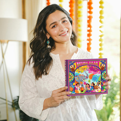 Phool Rang Utsav Natural Gulaal Collection - 3 Vibrant Colors of Skin-Safe Gulaal (100 gm Each) with Kesar Badam Thandai Powder, Kimirica Shower Gel & Holi Greeting Card 