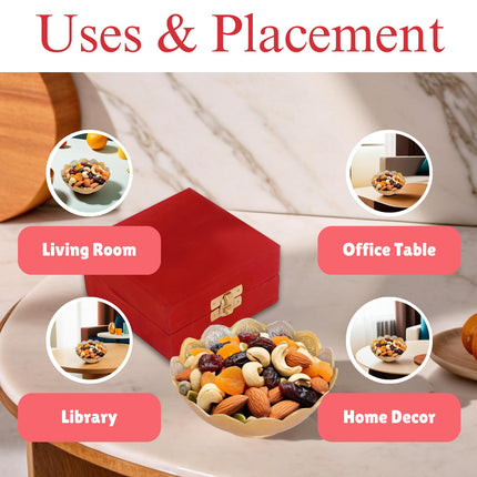 Piepot German Silver Bowl Set of 2 | German Silver Bowl and Spoon with Red Velvet Box | 2 Pieces Set for Weeding Gifts, House Warming & Pooja | Silver Gift Items (Silver-Gold Floral) 3.75 Inch, 120 ML 