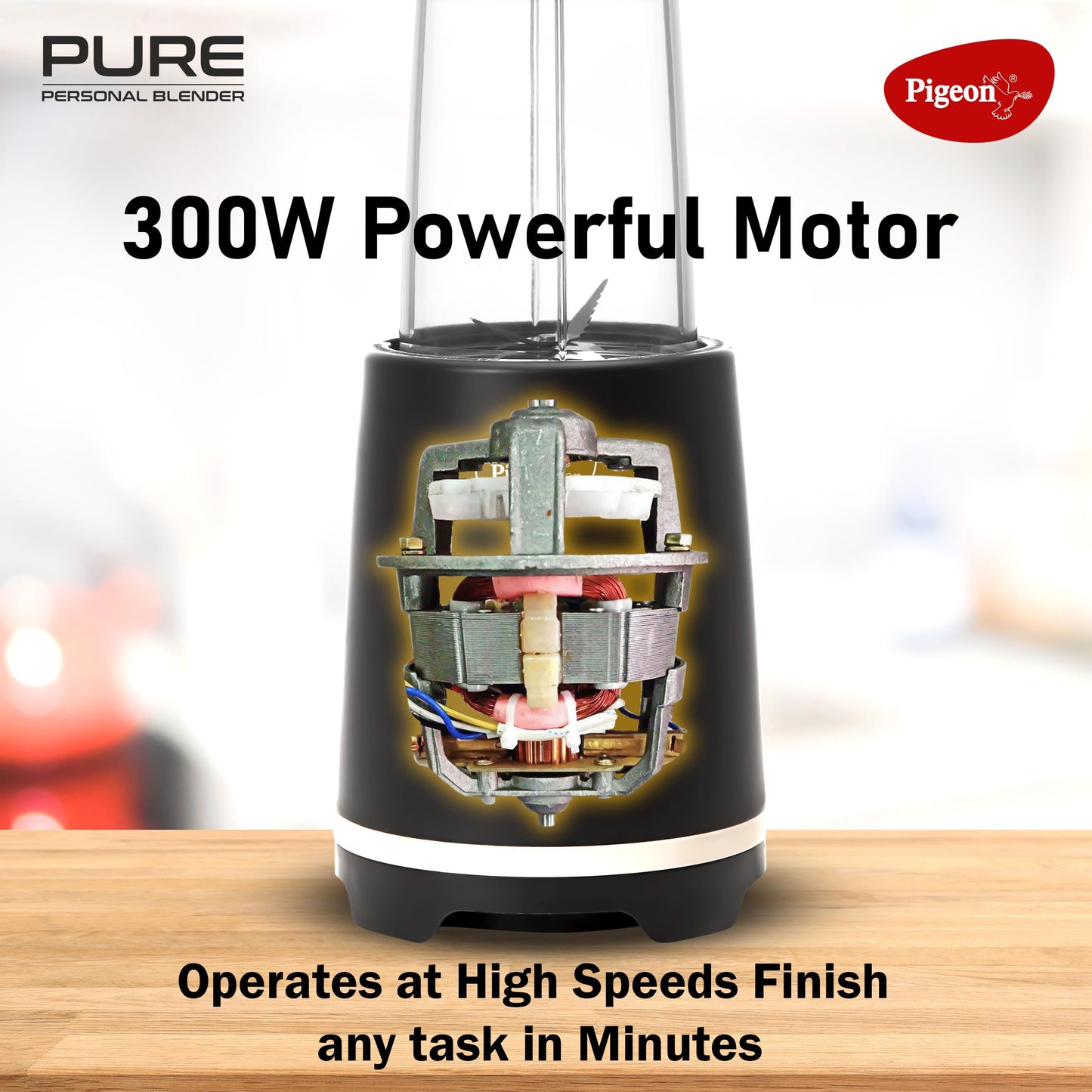 Pigeon By Stovekraft Pure | Grinder Juicer Blender Smoothie Maker All-in-1 Machine | 300 Watt | 1 Jars- Multiuse Jar 500ml, 1 Sipper, 1 Cap |1 Blades|1 Year Warranty 