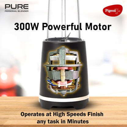 Pigeon By Stovekraft Pure | Grinder Juicer Blender Smoothie Maker All-in-1 Machine | 300 Watt | 1 Jars- Multiuse Jar 500ml, 1 Sipper, 1 Cap |1 Blades|1 Year Warranty 