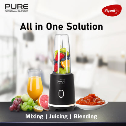 Pigeon By Stovekraft Pure | Grinder Juicer Blender Smoothie Maker All-in-1 Machine | 300 Watt | 1 Jars- Multiuse Jar 500ml, 1 Sipper, 1 Cap |1 Blades|1 Year Warranty 